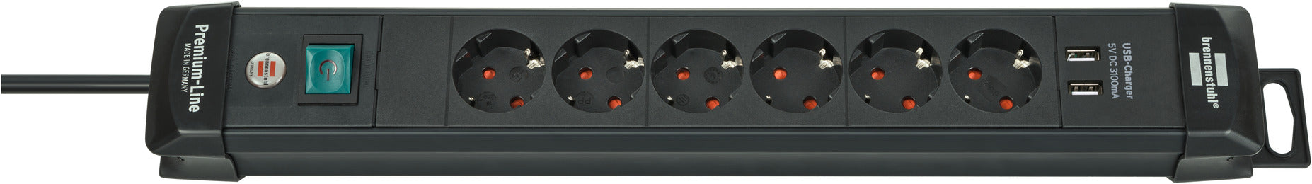 Brennenstuhl Premium-Line 6-fach schwarz, 3m, mit 2x USB-A Ladebuchse Brennenstuhl Premium-Line 6-fach schwarz, 3m, mit 2x USB-A Ladebuchse